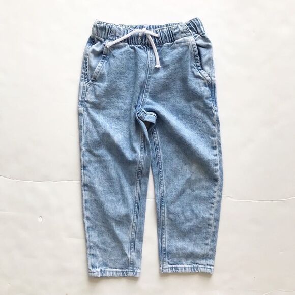H&M light acid wash pull up draw string jeans EUC 3-4Y - Picture 1 of 5